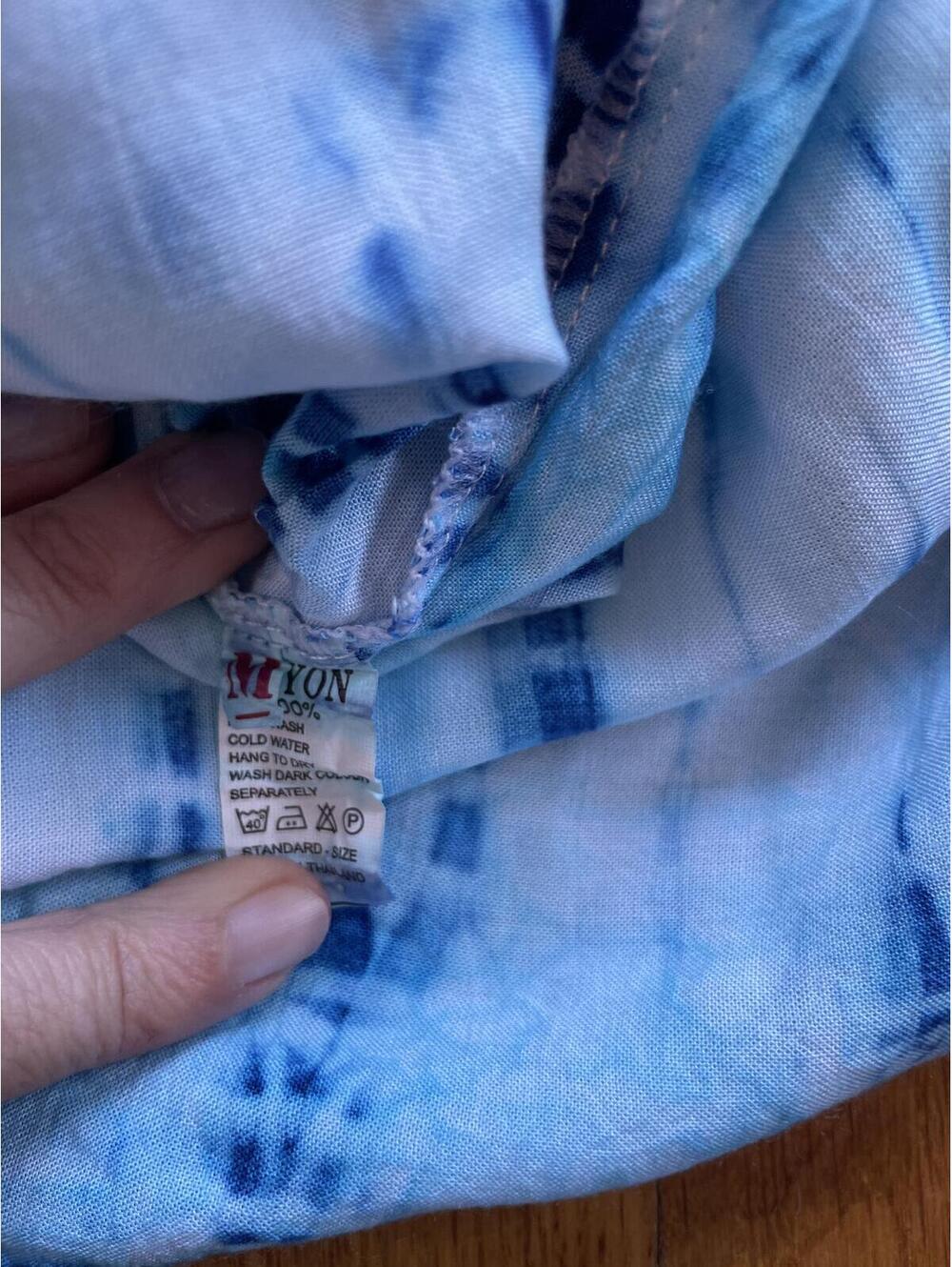 Blue Tie Dye Cover Up Slip Dress Medium Midi Rayon Beach Pool Vacation Summer - Picture 7 of 8